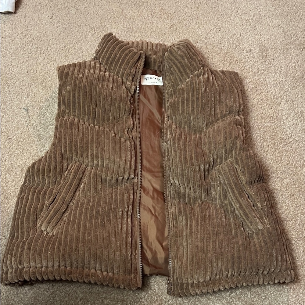 Brown soft Corduroy Puffer Vest